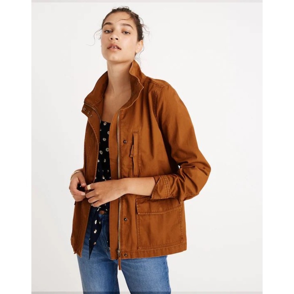 Madewell Fleet Jacket Brown Cotton Utility Field Coat L2512 Size Medium